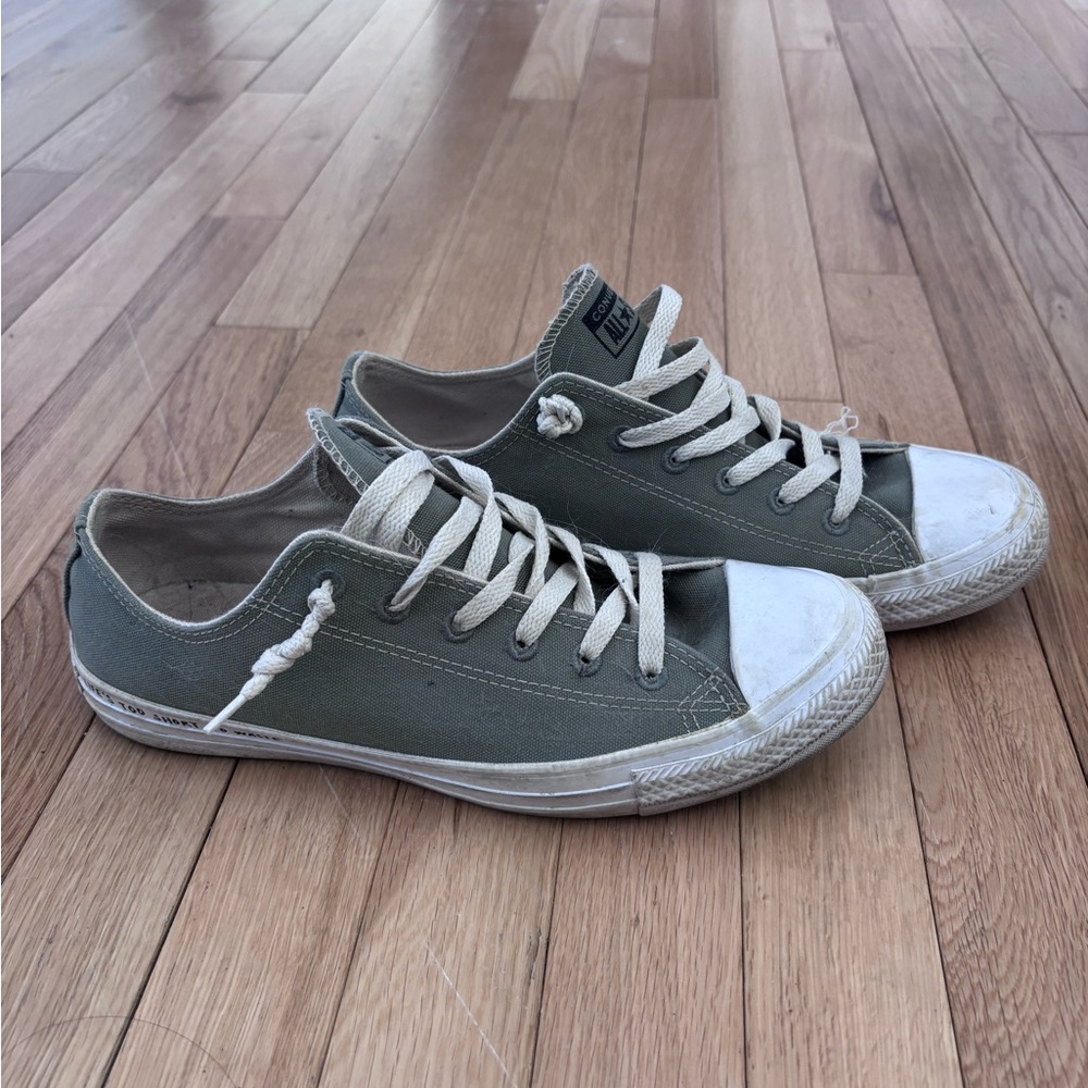 Converse Low-Top Sneakers in Olive Green and White